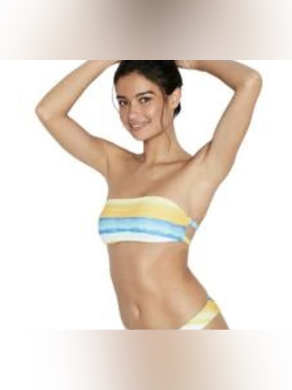 Onia Striped Bandeau Bikini Top only - Yellow & Blue size XL